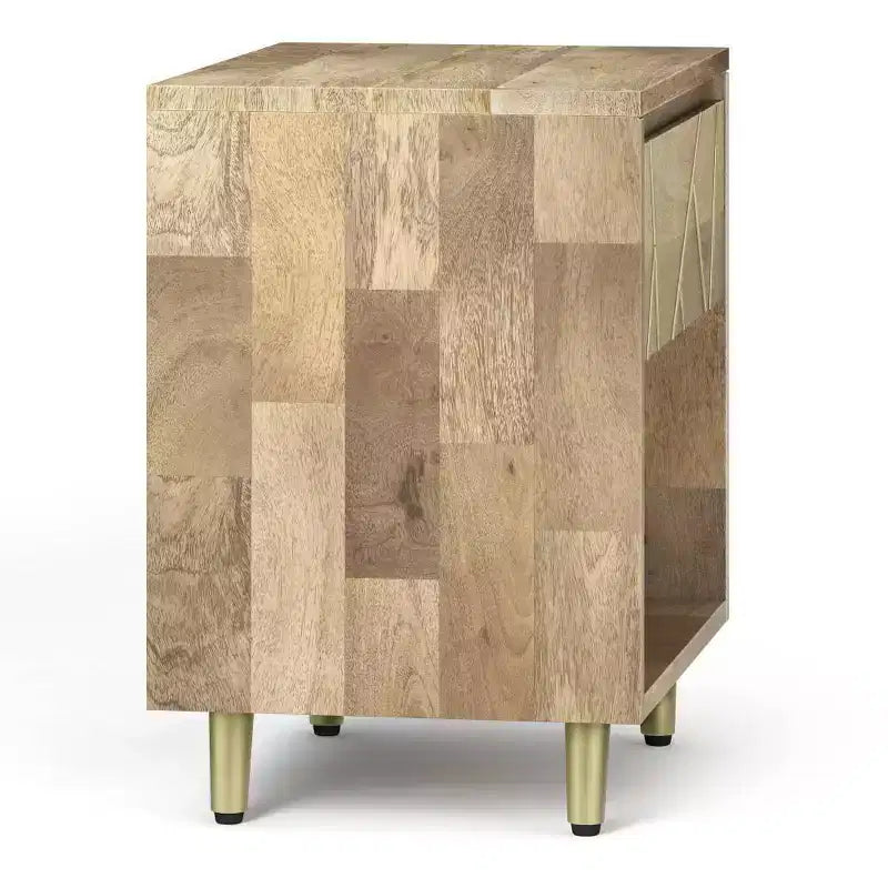 Bissell Nightstand - WyndenHall: Mango Wood, Metal Frame, Open Shelf, Drawer, Mid-Century Modern, 22" W x 24" H