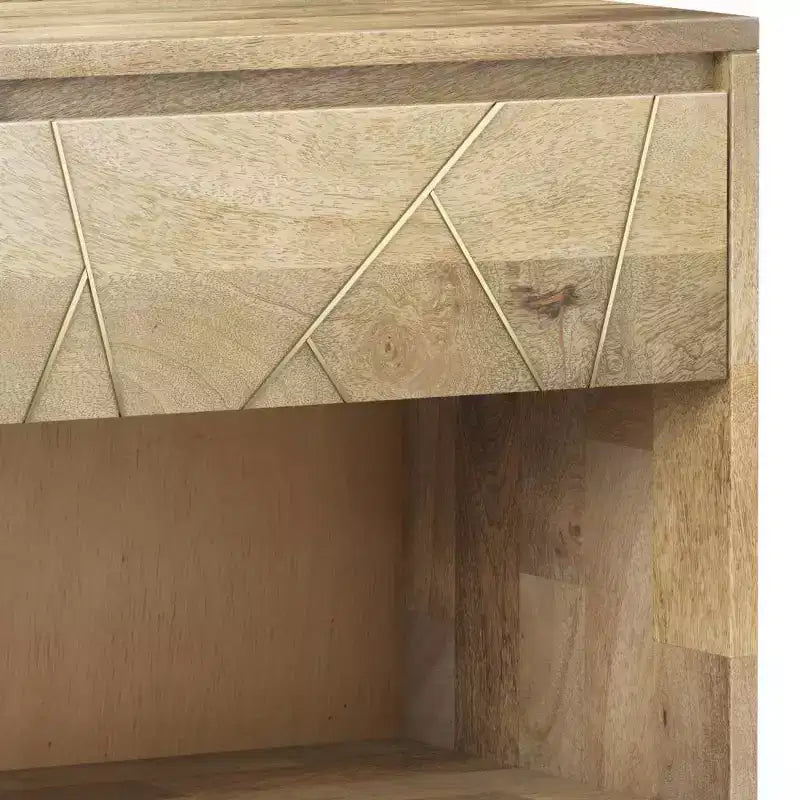 Bissell Nightstand - WyndenHall: Mango Wood, Metal Frame, Open Shelf, Drawer, Mid-Century Modern, 22" W x 24" H