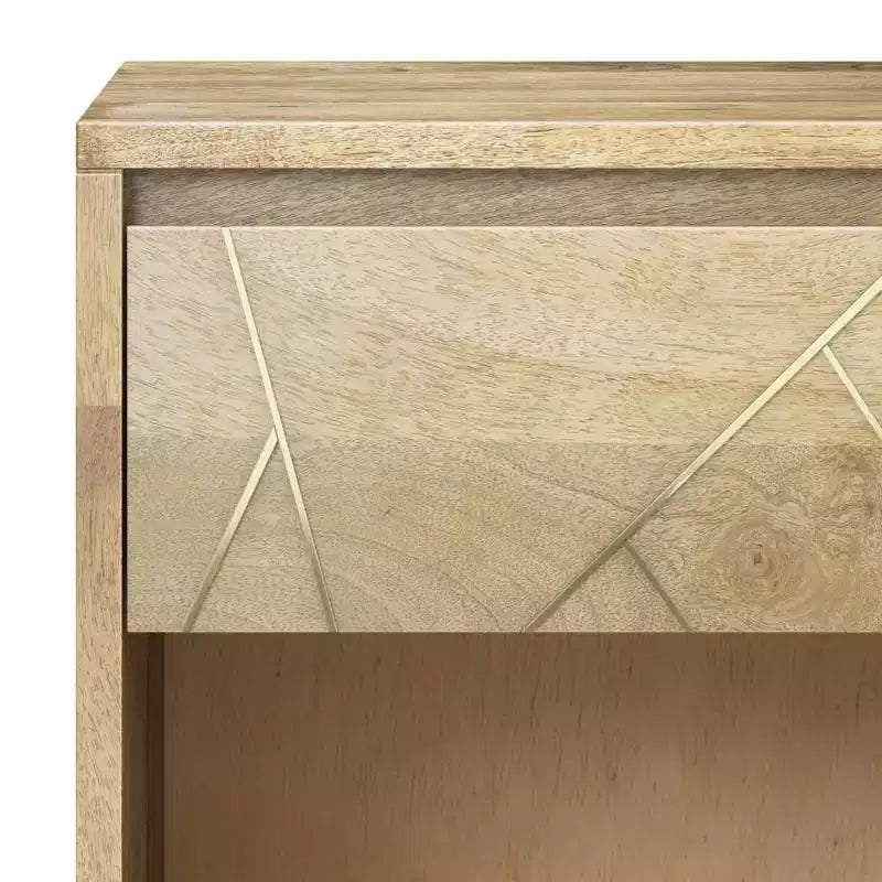 Bissell Nightstand - WyndenHall: Mango Wood, Metal Frame, Open Shelf, Drawer, Mid-Century Modern, 22" W x 24" H