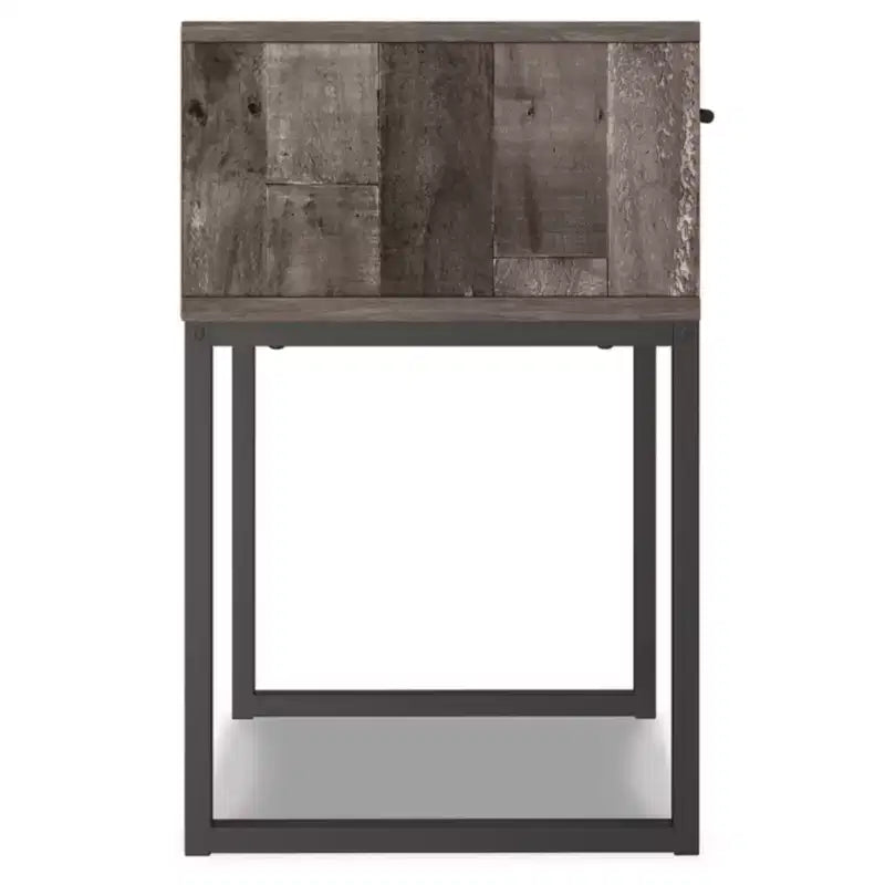 Neilsville Nightstand Black/Gray/Beige - Signature Design by Ashley: Rustic Mid-Century Modern, Metal Frame, Drawer