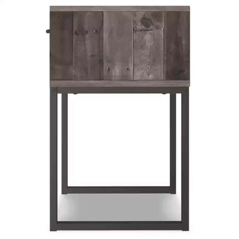 Neilsville Nightstand Black/Gray/Beige - Signature Design by Ashley: Rustic Mid-Century Modern, Metal Frame, Drawer
