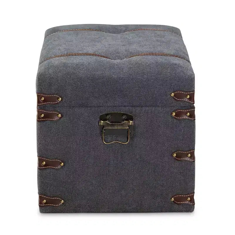 Palma Modern Transitional Fabric Upholstered Storage Trunk Ottoman Gray - Baxton Studio: Lift-Top, Metal Frame, Vintage Style