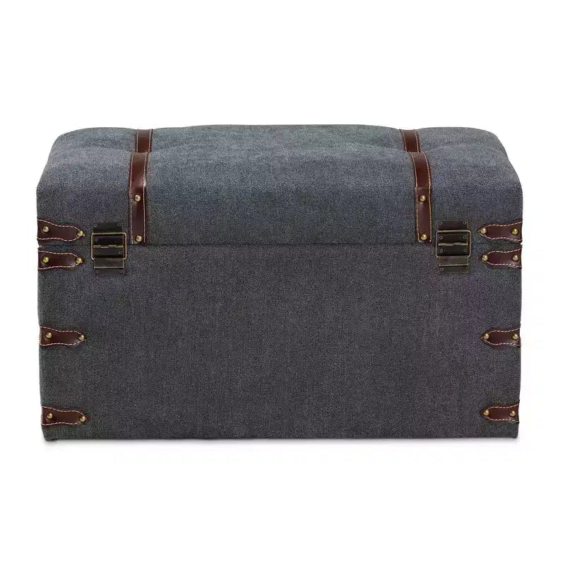 Palma Modern Transitional Fabric Upholstered Storage Trunk Ottoman Gray - Baxton Studio: Lift-Top, Metal Frame, Vintage Style