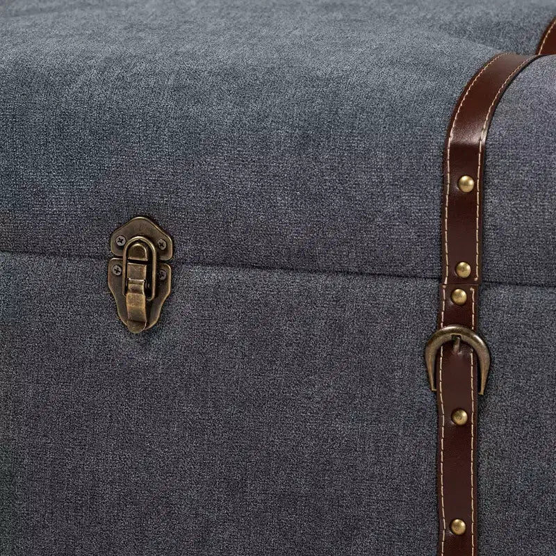 Palma Modern Transitional Fabric Upholstered Storage Trunk Ottoman Gray - Baxton Studio: Lift-Top, Metal Frame, Vintage Style