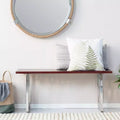 Adore Decor Lennox Contemporary Wood and Silver Metal Bench Dark Walnut Brown