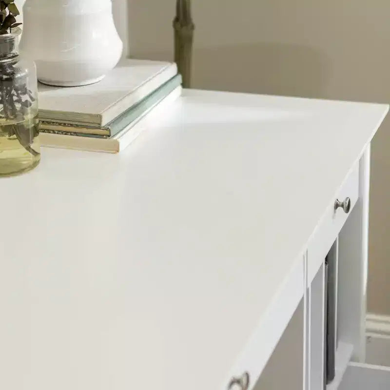 Home Office Deluxe Storage Computer Desk White - Saracina Home: Transitional Style, Keyboard Tray, Wood Composite