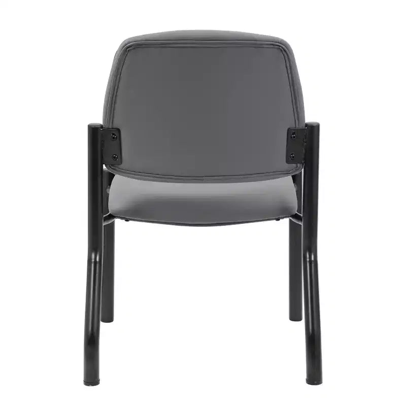 Armless Guest Chair Gray - Boss Office Products: Sturdy Mid Back, Antimicrobial Vinyl, 300 lbs Capacity