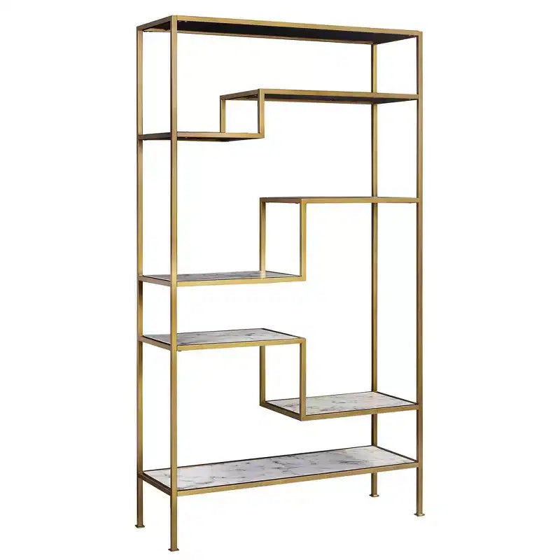 72" Marmo Large 5 Tier Display Shelf Faux Marble/Brass - Teamson Home: Elegant Greek-Inspired Organizer