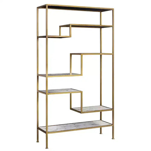 72" Marmo Large 5 Tier Display Shelf Faux Marble/Brass - Teamson Home: Elegant Greek-Inspired Organizer