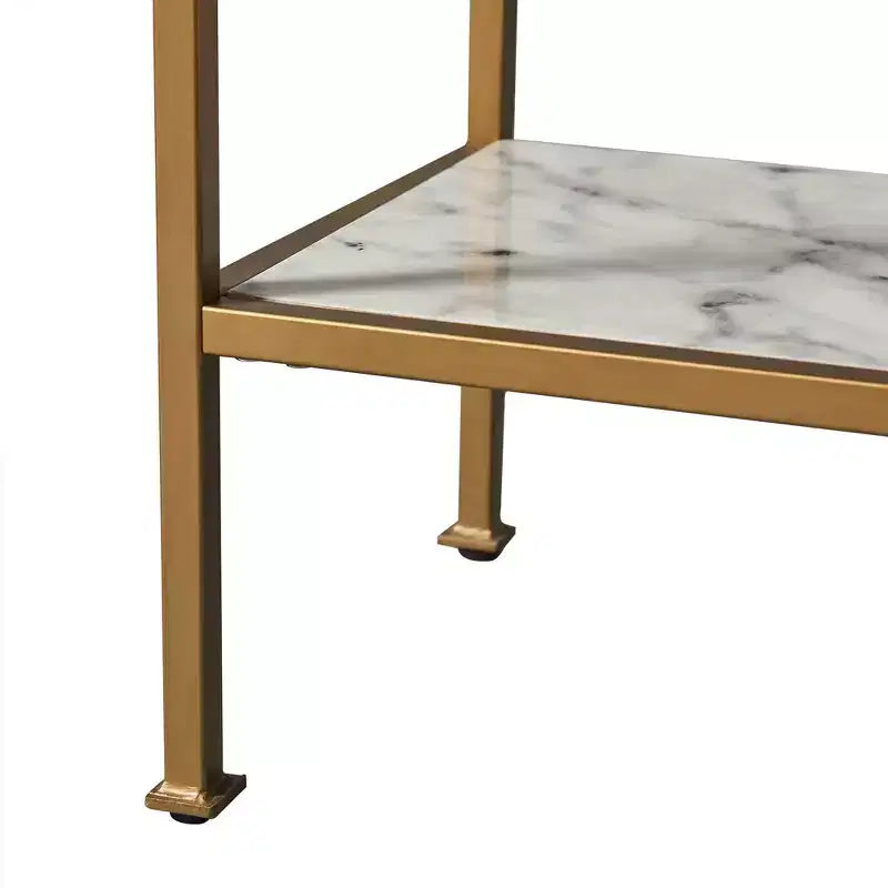 72" Marmo Large 5 Tier Display Shelf Faux Marble/Brass - Teamson Home: Elegant Greek-Inspired Organizer