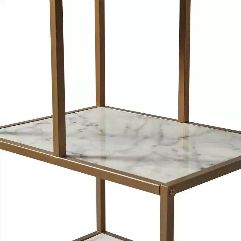 72" Marmo Large 5 Tier Display Shelf Faux Marble/Brass - Teamson Home: Elegant Greek-Inspired Organizer