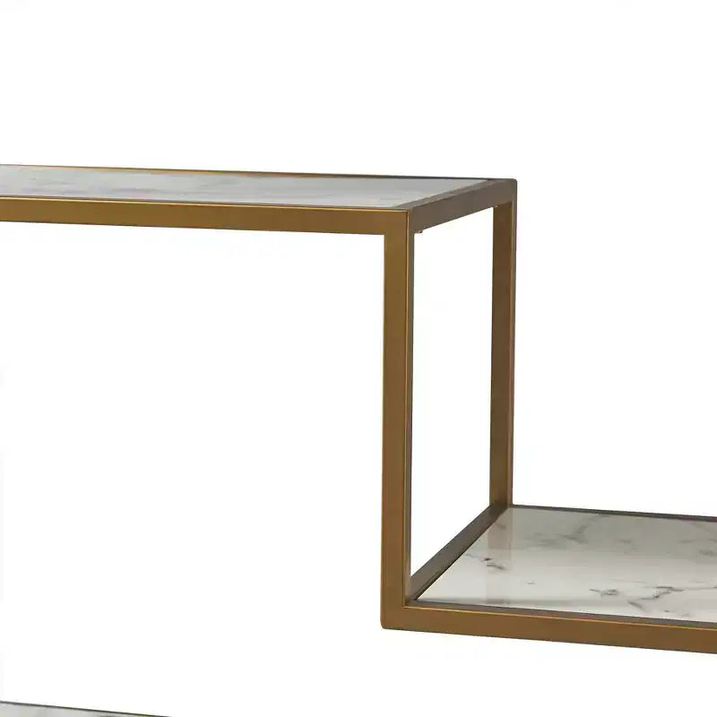 72" Marmo Large 5 Tier Display Shelf Faux Marble/Brass - Teamson Home: Elegant Greek-Inspired Organizer