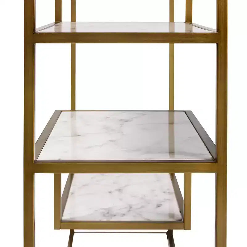 72" Marmo Large 5 Tier Display Shelf Faux Marble/Brass - Teamson Home: Elegant Greek-Inspired Organizer