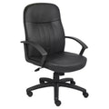 Executive Leather Budget Chair Black - Boss Office Products: Swivel, Lumbar Support, 250lb Capacity