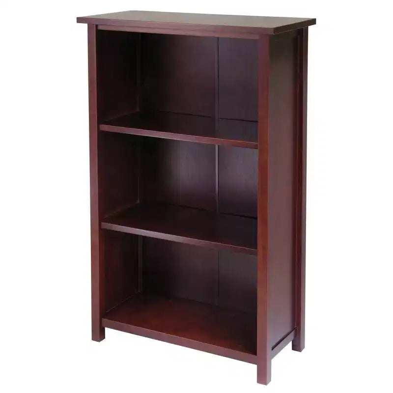 7pc 42.99" Verona Set Storage Shelf with Folding Fabric Baskets Walnut - Winsome: Mid-Century Modern Cubbies