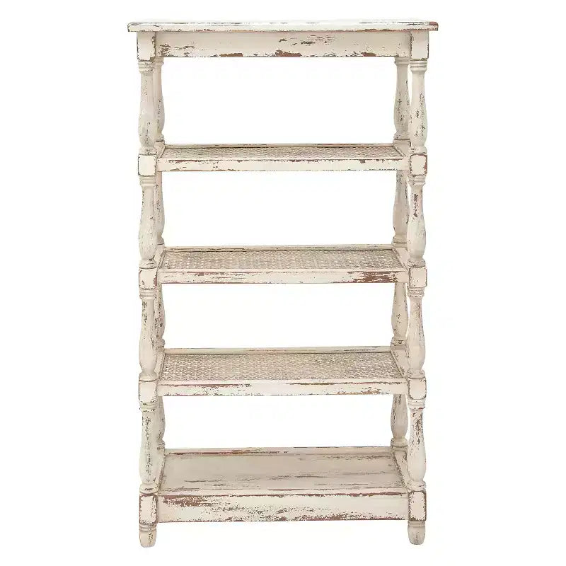 55" Metal and Wood 5 Tiered Wall Shelf White - Olivia & May: Indoor Rustic Farmhouse Display, 30 lbs Shelf Capacity