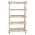55" Metal and Wood 5 Tiered Wall Shelf White - Olivia & May: Indoor Rustic Farmhouse Display, 30 lbs Shelf Capacity