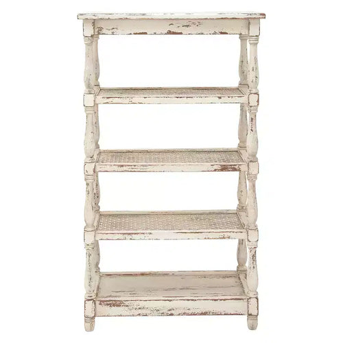 55" Metal and Wood 5 Tiered Wall Shelf White - Olivia & May: Indoor Rustic Farmhouse Display, 30 lbs Shelf Capacity