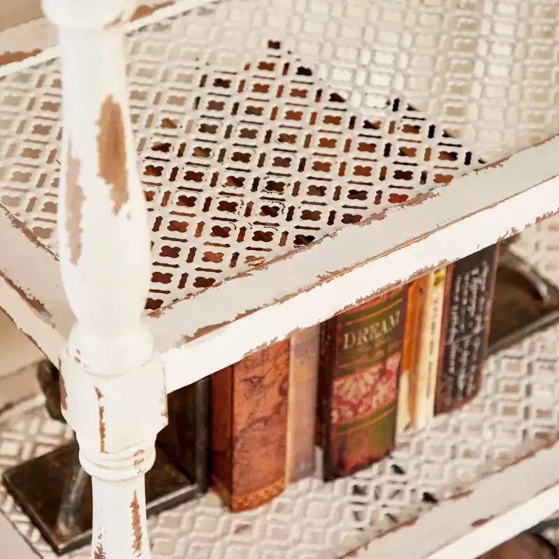 55" Metal and Wood 5 Tiered Wall Shelf White - Olivia & May: Indoor Rustic Farmhouse Display, 30 lbs Shelf Capacity