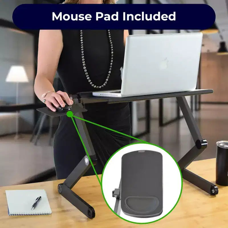 Workez Adjustable Laptop Cooling Stand & Lap Desk Black - Uncaged Ergonomics: Ergonomic, Aluminum, USB Ports