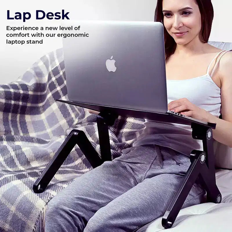 Workez Adjustable Laptop Cooling Stand & Lap Desk Black - Uncaged Ergonomics: Ergonomic, Aluminum, USB Ports
