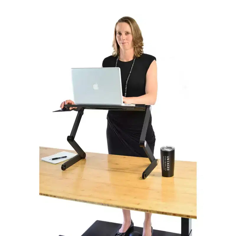 Workez Adjustable Laptop Cooling Stand & Lap Desk Black - Uncaged Ergonomics: Ergonomic, Aluminum, USB Ports