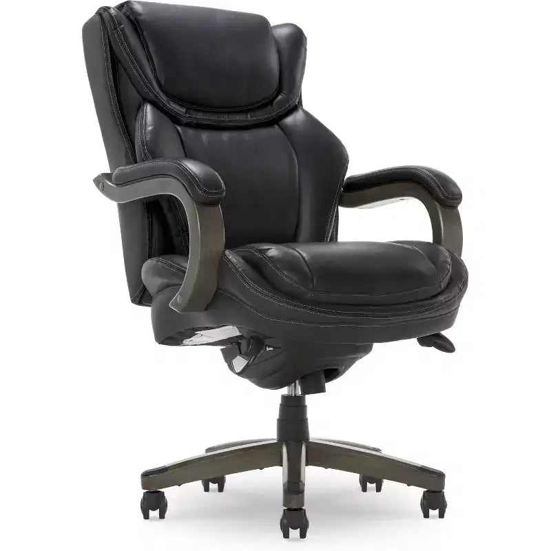 Dearden Big & Tall Executive Chair Bonded Leather Black - La-Z-Boy: Ergonomic, Adjustable, Comfort Core