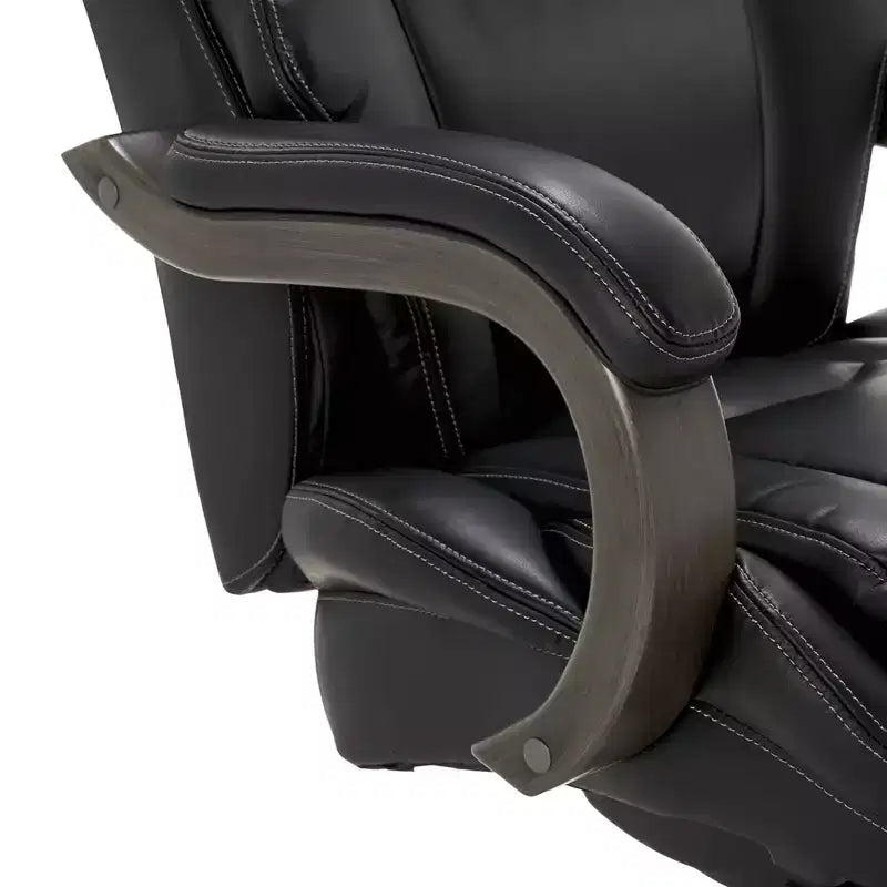 Dearden Big & Tall Executive Chair Bonded Leather Black - La-Z-Boy: Ergonomic, Adjustable, Comfort Core