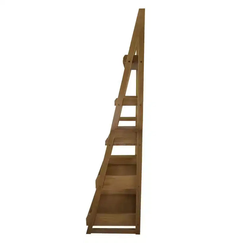 Flora Home 74" 5 Shelf Ladder Bookcase Alpine Gray: Solid Wood, Open Back Design, Steel Hardware