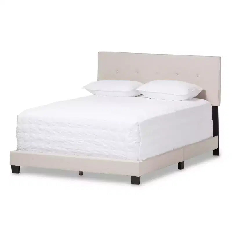Queen Hampton Modern Bed with Button-Tufted Headboard - Baxton Studio