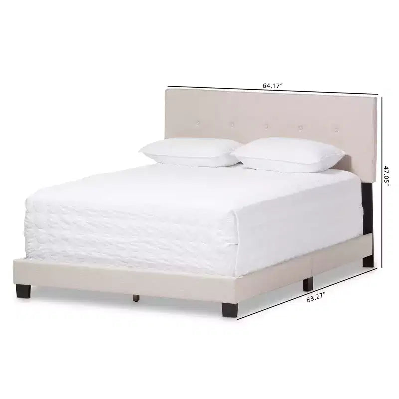 Queen Hampton Modern Bed with Button-Tufted Headboard - Baxton Studio
