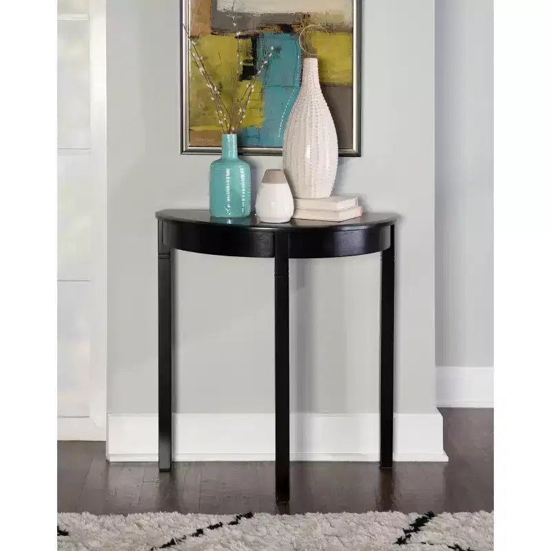 Camden Traditional Wood Demi Lune Console Table Black Cherry - Linon