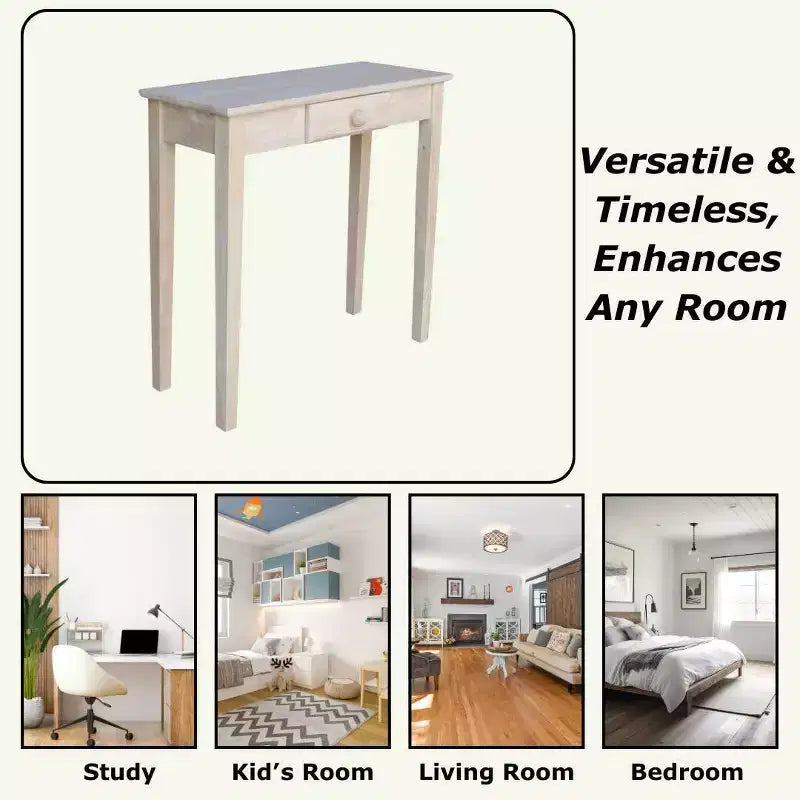 Mission Console Table Unfinished - International Concepts: Solid Parawood, Traditional Design