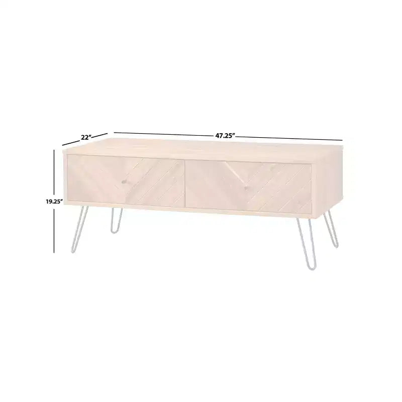 Lifestorey Alexandria Mid Century Modern Rectangular 2 Drawer Coffee Table Oak