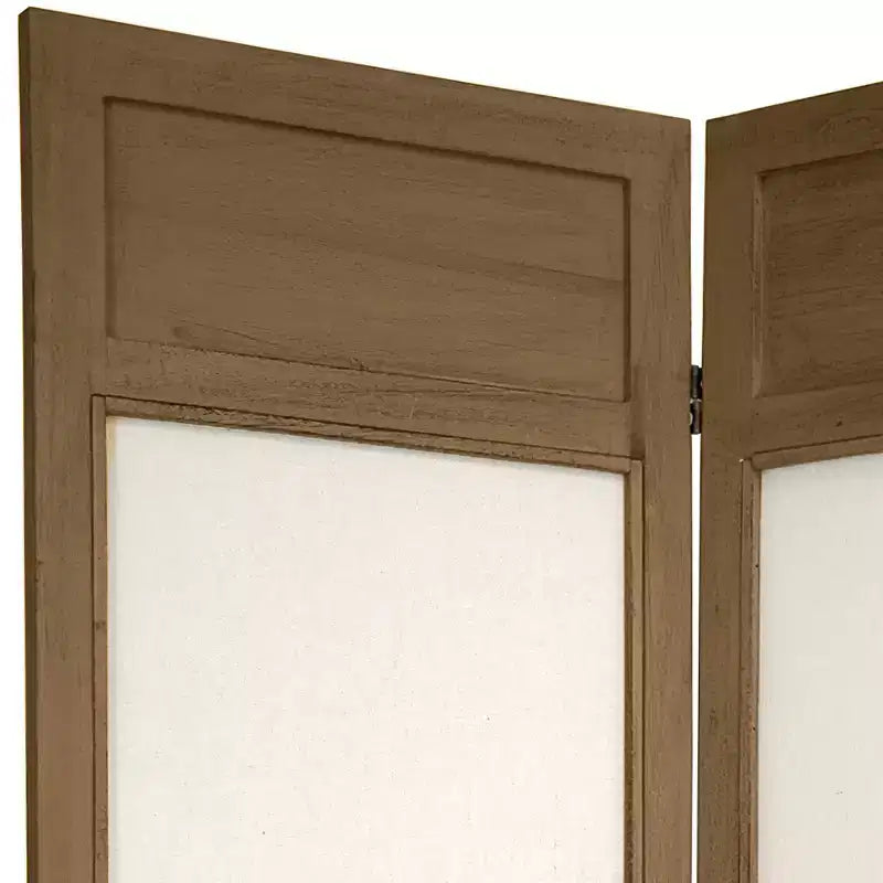 5 1/2 ft. Tall Solid Frame Fabric Room Divider - Burnt Gray (6 Panels): Hardwood, Metal Hinges, No Assembly Required