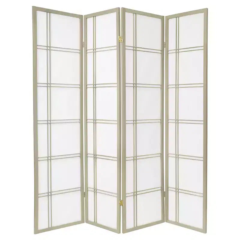 6 ft. Tall Double Cross Shoji Screen - Special Edition - Gray: Hardwood Frame, Lightweight, No Assembly Required