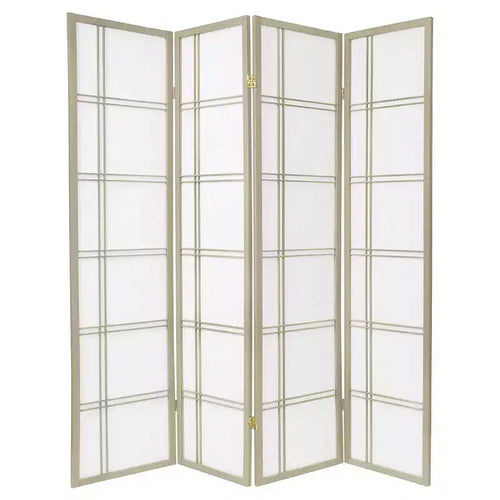 6 ft. Tall Double Cross Shoji Screen - Special Edition - Gray: Hardwood Frame, Lightweight, No Assembly Required