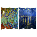 Oriental Furniture Van Gogh Fine Art Double Sided Room Divider Starry Night and Irises: Canvas Partition, No Assembly Required