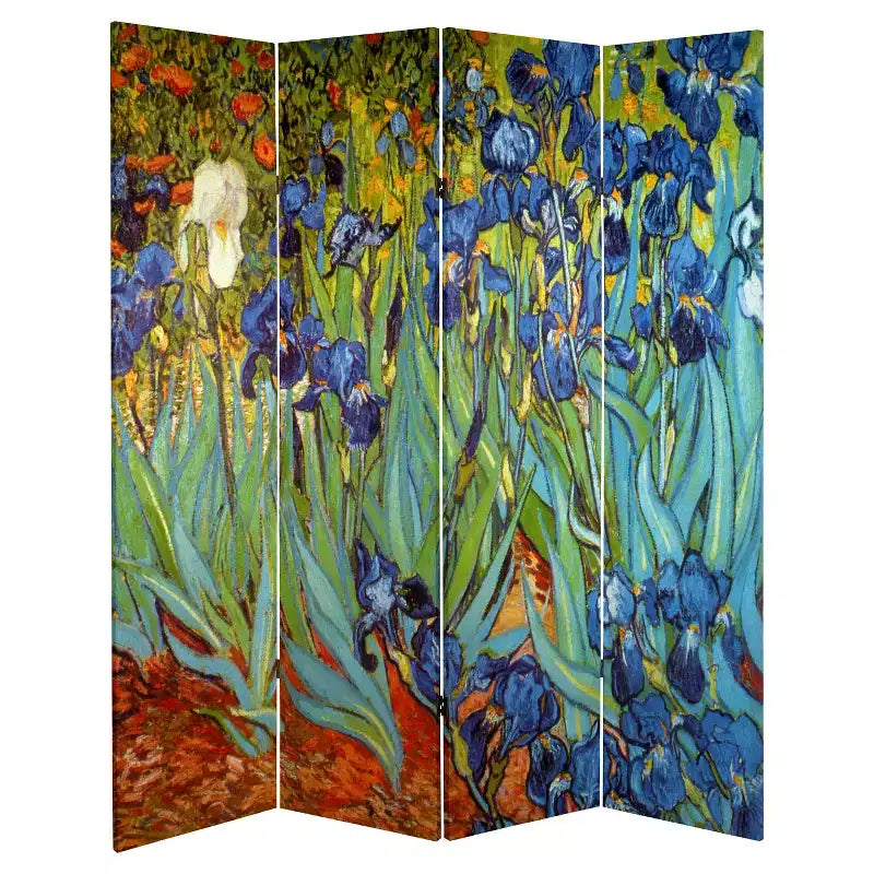 Oriental Furniture Van Gogh Fine Art Double Sided Room Divider Starry Night and Irises: Canvas Partition, No Assembly Required