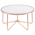 Coffee Table Frosted Rose Gold - Acme Furniture: 18" High, Metal Frame, Non-Slip Glider