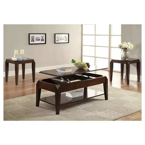 Table d'appoint Acme Furniture Docila Noyer : Cadre carré en bois dur, placage, mobilier de salon