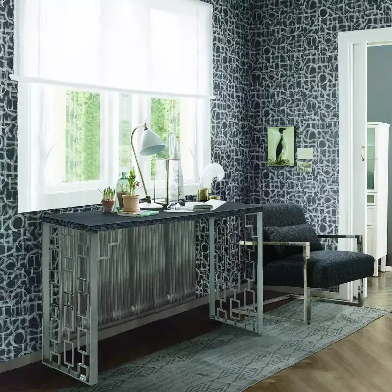 Skyline Rectangular Wood/Metal Console Table Charcoal - Armen Living