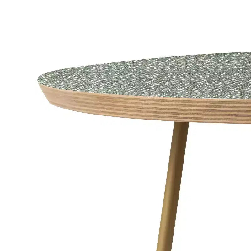 Round Little Arrow Design Co Farmhouse Diamonds Sage Side Table Green/Gold - Deny Designs