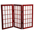 2 ft. Tall 3 Panels Desktop Window Pane Shoji Screen Rosewood - Oriental Furniture: Folding Privacy Partition for Office & Home