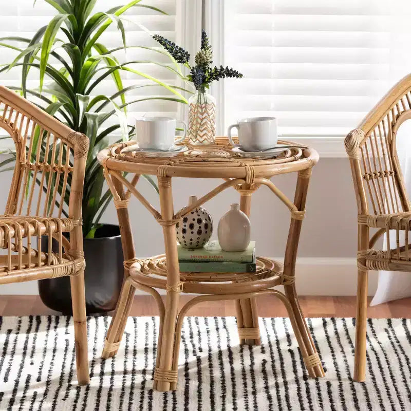 Cariel Rattan Coffee Table Natural/Brown - bali & pari: Indonesian Artisan, No Assembly Required