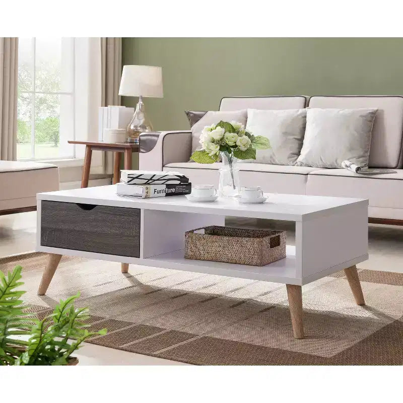 Barrios Transitional Coffee Table Distressed Gray/White - HOMES: Inside + Out