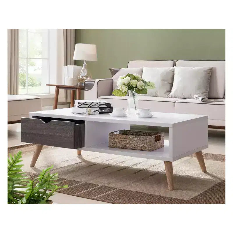 Barrios Transitional Coffee Table Distressed Gray/White - HOMES: Inside + Out
