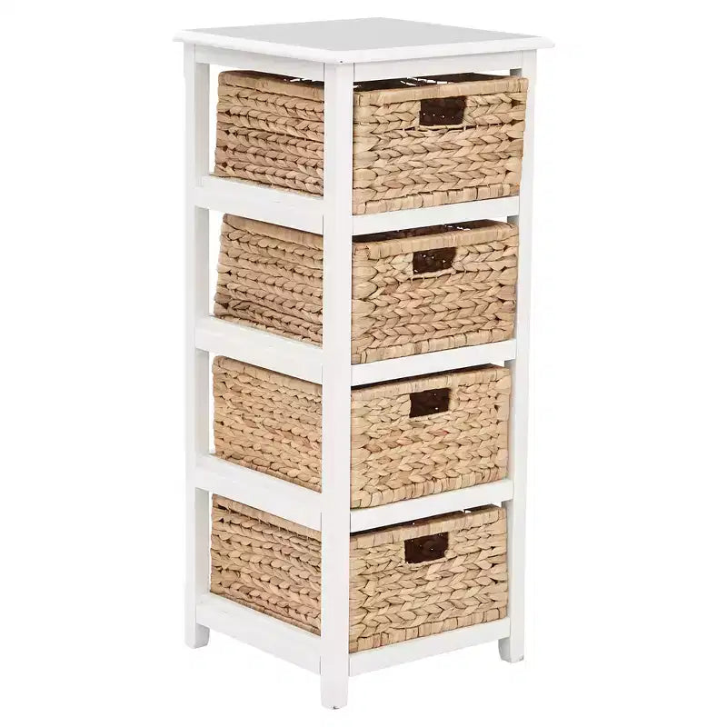 Seabrook Four Storage Unit White - OSP Home Furnishings: Compact, Space-Saving, Includes Sea Grass Bins