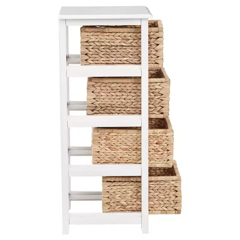 Seabrook Four Storage Unit White - OSP Home Furnishings: Compact, Space-Saving, Includes Sea Grass Bins