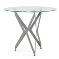 Braylyn Round Glass Top Contemporary End Table Champagne - miBasics: Modern Steel Frame, 22" High Side Table